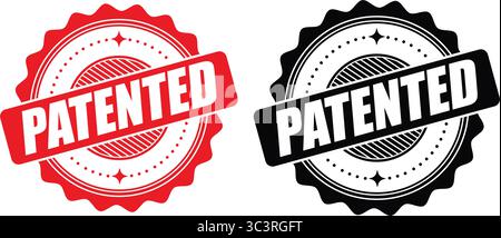 Patented Protected Label Badge – Black Seal Stamp Vector Design for Intellectual Property, Trademark, and Legal Use Stock Vector