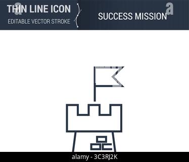 Success Mission Symbol Icon. Sleek Thin Line Business Icon. Stroke Pictogram Graphic for Web Design. High-Quality Outline Symbol Concept. Premium Mono Stock Vector