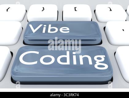3D illustration of the script Vibe Coding on two buttons. Stock Photo