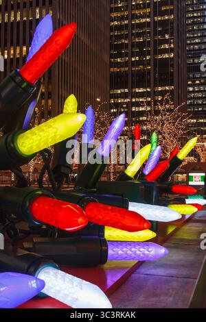 giant string lights on the sidewalk Stock Photo