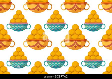 Festive seamless vector pattern for Indian Diwali. Sweets illustration Stock Vector