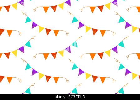 Seamless vector pattern for Indian Diwali festival with festive colorful garlands Stock Vector