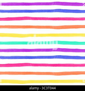 Hand painted watercolour rainbow coloured stripes background design Stock Vector