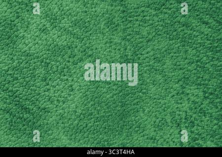 Detailed close up, macro of green synthetic suede leather texture, faux leather, leatherette. Background for design, fashion, upholstery material visu Stock Photo