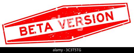 Grunge red beta version word hexagon rubber seal stamp on white background Stock Vector