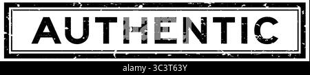 Grunge black authentic word rsquare ubber seal stamp on white background Stock Vector