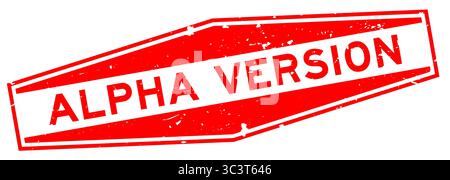 Grunge red alpha version word hexagon rubber seal stamp on white background Stock Vector