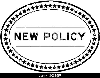 Grunge black new policy word rubber seal stamp on white background ...