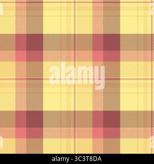 Pixelated plaid pattern in soft, warm hues. A retro, textured design for backgrounds, textiles, or nostalgic themes. Versatile for digital and print p Stock Vector
