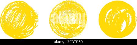 Set of yellow circles for children school projects, kindergarten chalkboard art, speech bubbles, and playful calligraphy posts. Creative grungy Stock Vector