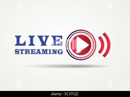 Live streaming red & Blue. Play button icon vector Stock Vector