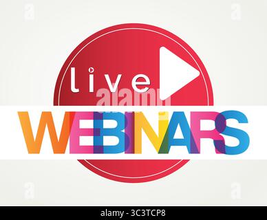 Webinar, Live Webinar Button. Video Play  icon. Live stream, . Live video streaming. business strategy. Vector illustration Stock Vector