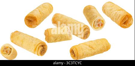 Traditional fried spring rolls isolated on white background Stock Photo