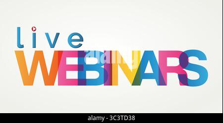 Live Webinar with play Button, icon. Live Webinar label. Vector illustration creative in multiple color with play button Stock Vector