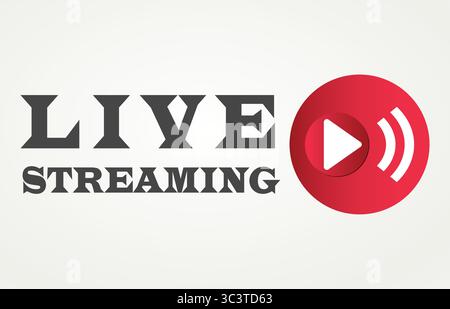 Live streaming red in circle Play button icon vector Stock Vector