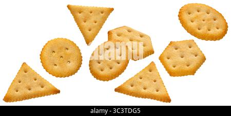 Mix of crackers isolated on white background with clipping path Stock Photo