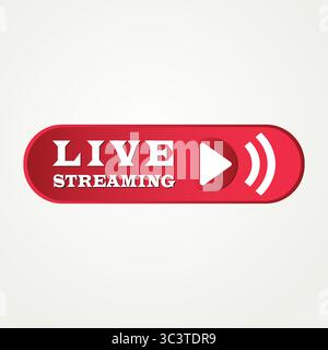 Live streaming red with Play button icon vector Stock Vector