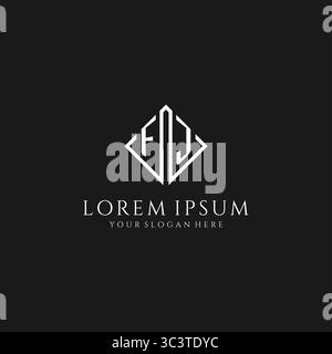 Letter FJ logo with rhombus square design style vector graphic Stock Vector