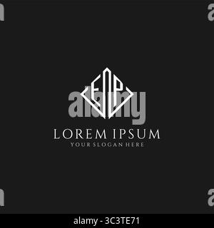 Letter EP logo with rhombus square design style vector graphic Stock Vector