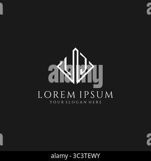Letter LJ logo with rhombus square design style vector graphic Stock Vector