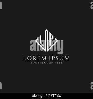 Letter LP logo with rhombus square design style vector graphic Stock Vector