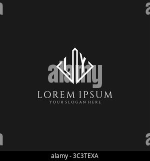 Letter LY logo with rhombus square design style vector graphic Stock Vector