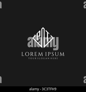 Letter PT logo with rhombus square design style vector graphic Stock Vector