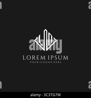 Letter LN logo with rhombus square design style vector graphic Stock Vector