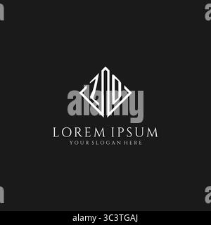 ZO initial logo with square rectangular shape style design ideas Stock ...