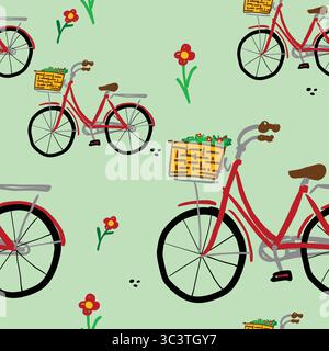 cute bicycle seamless doodle vector Stock Vector