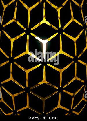 Striking Golden Geometric Pattern with Backlighting. High-Resolution Image Ideal for Abstract Backgrounds, Wallpapers, Digital Marketing, and Creative Projects Stock Photo
