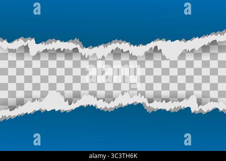 Blue torn paper with torn edges with shadow effect, vector illustration Stock Vector