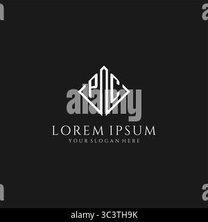 Letter PC logo with rhombus square design style vector graphic Stock Vector