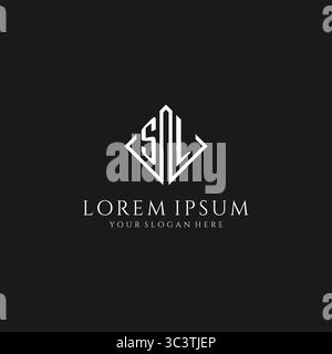 Letter SL logo with rhombus square design style vector graphic Stock Vector