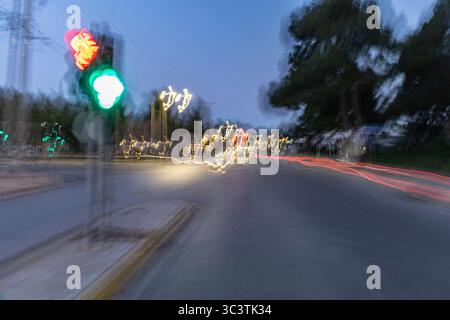 Abstract photography. Deliberately shaken, out of focus, blurred, inconsistently exposed. Creative digitally processed street photography. Stock Photo