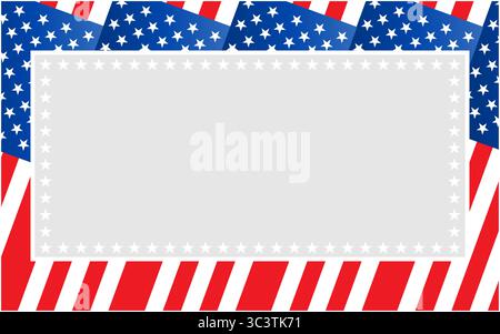 Grey frame on the background of American flags vector design blank template Stock Vector