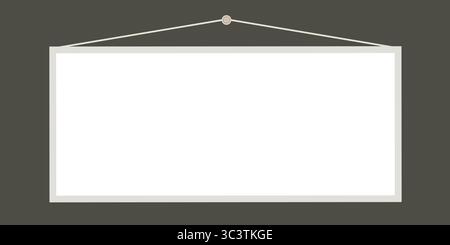 Hanging empty frame with white background mock up design template vector image Stock Vector