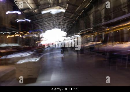 Abstract photography. Deliberately shaken, out of focus, blurred, inconsistently exposed. Creative digitally processed street photography. Stock Photo