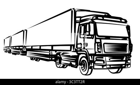 Sketch of the big long truck. Stock Vector
