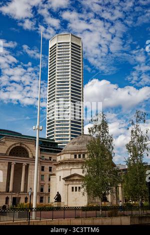 Birmingham's tallest building, The Octagon with the Hall of Memory in the foreground, Birmingham city centre, England. Stock Photo
