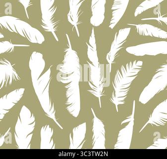 Seamless background with feathers of birds flying. Stock Vector