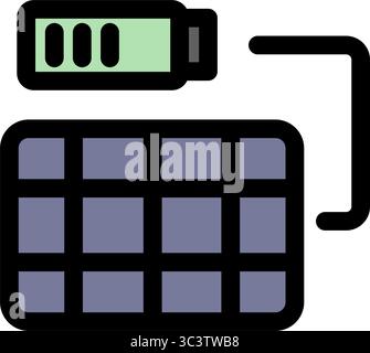 Solar panel charging a battery symbol - renewable energy, sustainability and ecology icon. Stock Vector