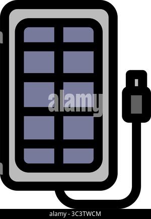 Solar panel power bank symbol - renewable energy, sustainability and ecology icon. Stock Vector