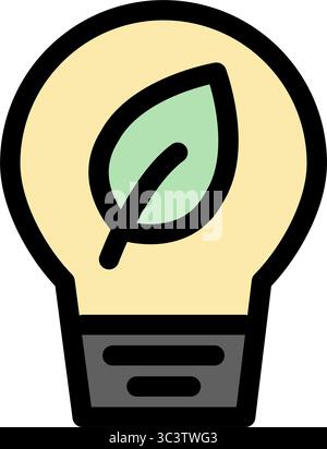 Leaf ecology in a light bulb symbol - renewable energy, sustainability and ecology icon. Stock Vector