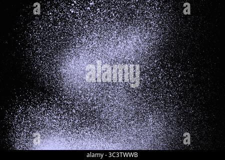 Futuristic dots pattern. Explosion of twisted waves on a dark background. Dynamic particles sound wave flowing over dark. Big data. 3d rendering Stock Vector