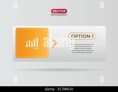 1, one-Step Editable Infographic Template with growth icon for Marketing, Strategy, Presentations, Reports, Workflow and Data Visualization Stock Vector