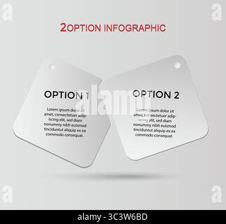 Infographic design template. Timeline concept with 2 square steps. Can be used for workflow layout, Presentation, diagram, banner, Vector illustration Stock Vector
