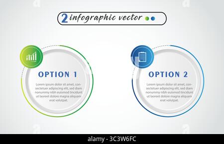 Infographic design template. Timeline concept with 2 steps. Can be used for workflow layout, Presentation, diagram, banner, Vector illustration with 2 Stock Vector
