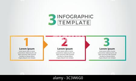3, Infographic design template. concept with 3 process steps. Can be used for workflow layout, Presentation, diagram, banner, Vector illustration Stock Vector