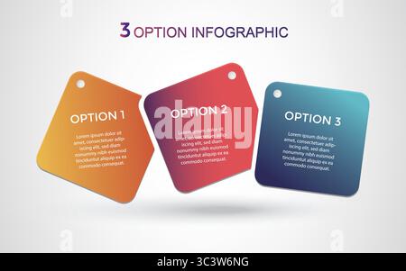 3, Three-Step Editable Infographic Template for Marketing, Strategy, Presentations, Reports, Workflow and Data Visualization Stock Vector